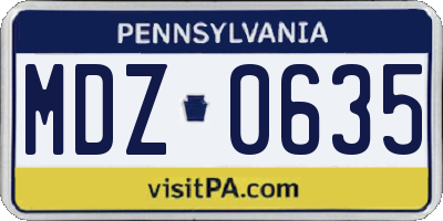 PA license plate MDZ0635