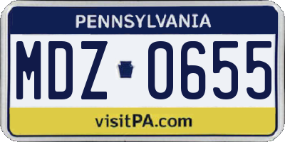 PA license plate MDZ0655