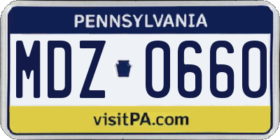 PA license plate MDZ0660