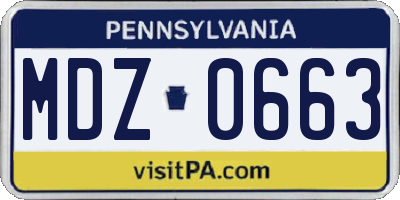 PA license plate MDZ0663