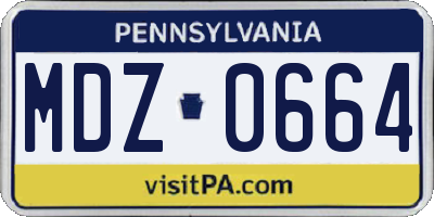 PA license plate MDZ0664