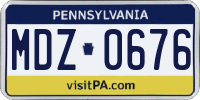 PA license plate MDZ0676