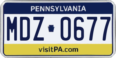 PA license plate MDZ0677