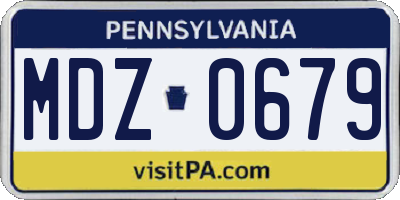 PA license plate MDZ0679