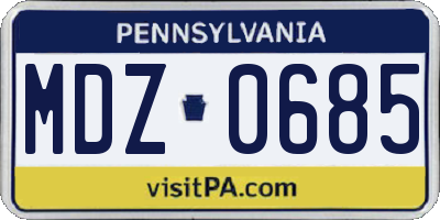 PA license plate MDZ0685