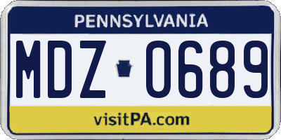 PA license plate MDZ0689