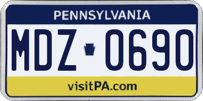 PA license plate MDZ0690