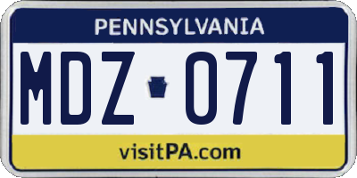 PA license plate MDZ0711