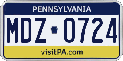 PA license plate MDZ0724