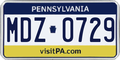PA license plate MDZ0729