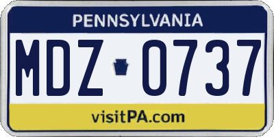 PA license plate MDZ0737