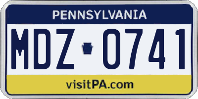 PA license plate MDZ0741