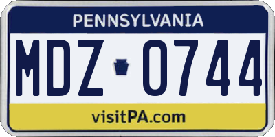 PA license plate MDZ0744