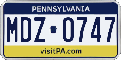 PA license plate MDZ0747