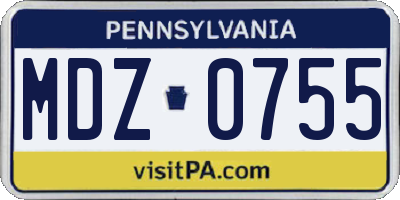 PA license plate MDZ0755