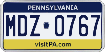 PA license plate MDZ0767