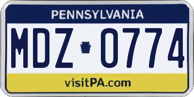 PA license plate MDZ0774