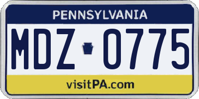 PA license plate MDZ0775