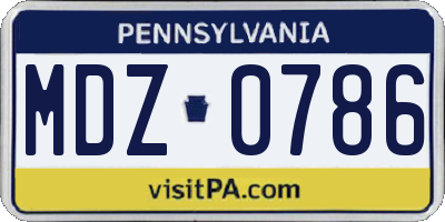 PA license plate MDZ0786