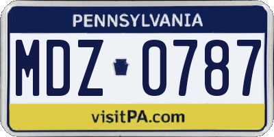 PA license plate MDZ0787