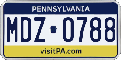 PA license plate MDZ0788