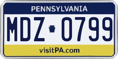 PA license plate MDZ0799