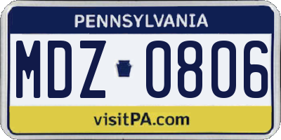 PA license plate MDZ0806