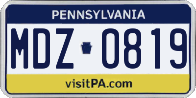 PA license plate MDZ0819