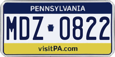 PA license plate MDZ0822