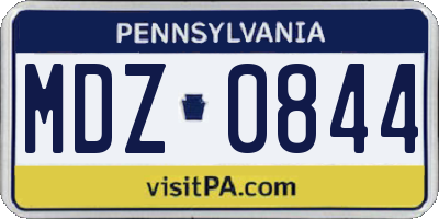 PA license plate MDZ0844