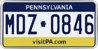 PA license plate MDZ0846