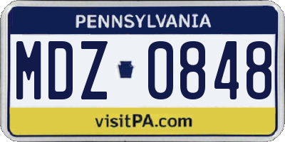 PA license plate MDZ0848