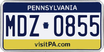 PA license plate MDZ0855