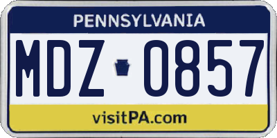PA license plate MDZ0857