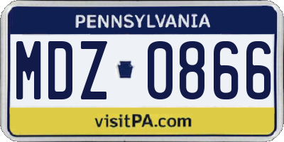 PA license plate MDZ0866