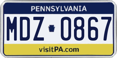 PA license plate MDZ0867