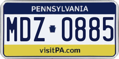 PA license plate MDZ0885