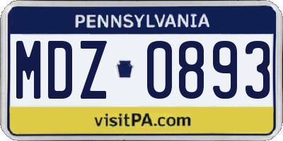 PA license plate MDZ0893