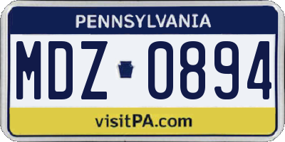 PA license plate MDZ0894