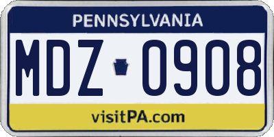 PA license plate MDZ0908