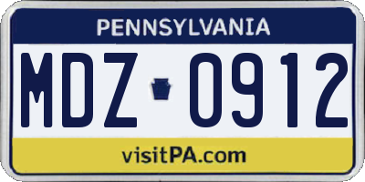 PA license plate MDZ0912