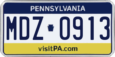 PA license plate MDZ0913