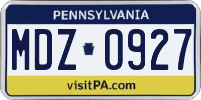 PA license plate MDZ0927
