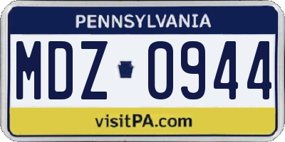 PA license plate MDZ0944