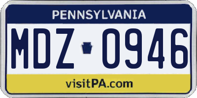 PA license plate MDZ0946