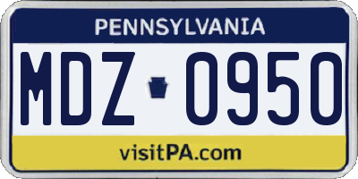 PA license plate MDZ0950