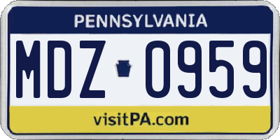 PA license plate MDZ0959