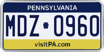 PA license plate MDZ0960