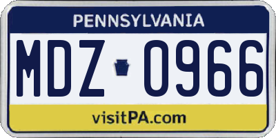 PA license plate MDZ0966