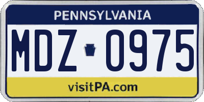 PA license plate MDZ0975